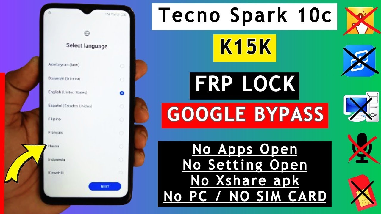 Tecno Spark 10C (K15K) Frp Bypass Android 12 Without PC Tecno Spark 10C (K15K) Frp Bypass Android 12 Without PC