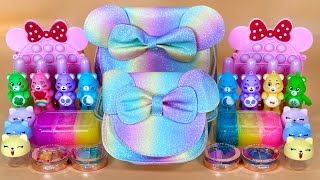 Rainbow Slime | Mixing Makeup, Glitter And Beads Into Clear Slime. Asmr Slime.