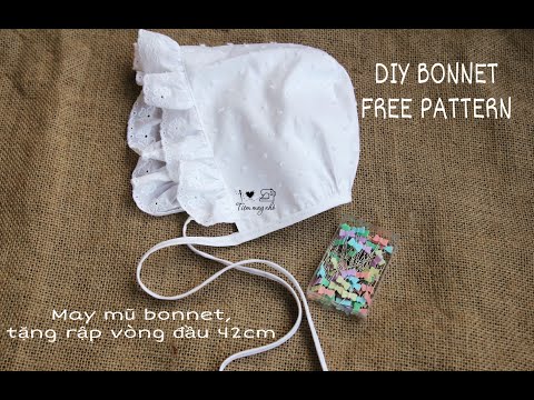 R40_DIY baby bonnet HD may mũ bonnet cho bé ( tặng rập vòng đầu 42cm)