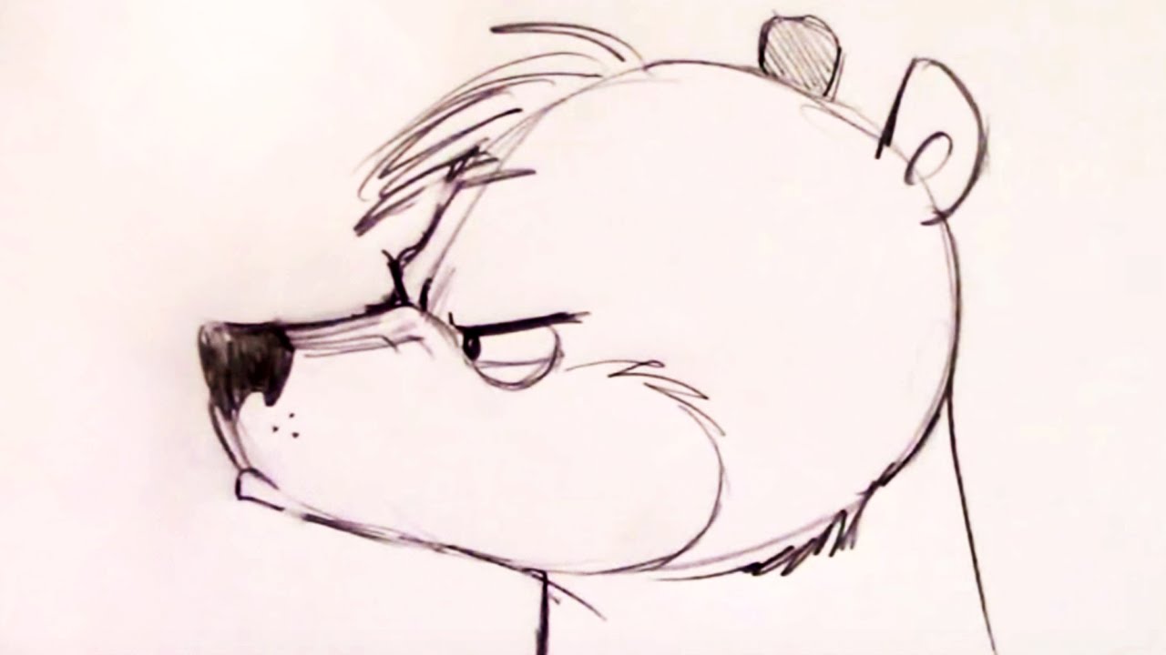 Drawing Lesson - How to Draw an Angry Bear Cartoon - YouTube