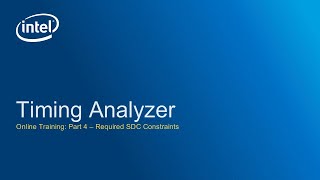 Timing Analyzer: Required SDC Constraints
