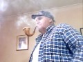 Calabash Meerschaum Pipe Tobaccos, Smoker of, with White T-Shirt; Scotland Shirt