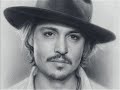 Johnny Depp Speed drawing portrait in dry brush technique