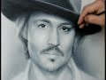 Johnny Depp Speed drawing portrait in dry brush technique
