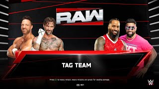 La Knight & Cm Punk Vs Jimmy Uso & Jey Uso Raw Main Event Full Match Wwe 2K25