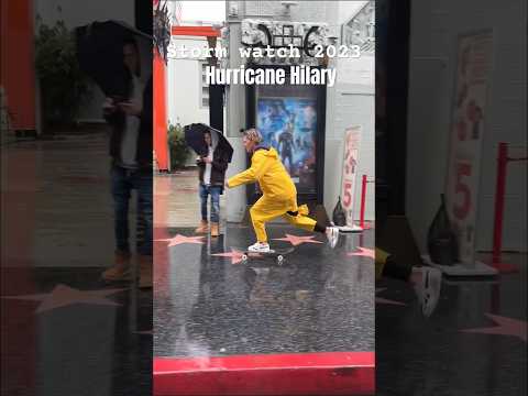Storm Chasing with a skateboard in #hollywood #hurricane #skateboarding