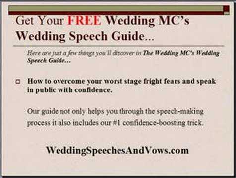 Includes FREE Wedding MC 39s Wedding Speech Guide For your FREE Guide 