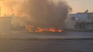 Empty Bus In Ashkelon Catches Fire After Getting Hit By An Incoming Rocket From Gaza