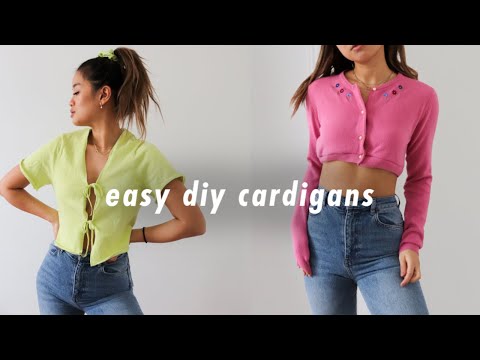 easy diy cardigans! | thrift flip + how to resize sweaters - YouTube
