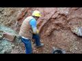Large Clusters being dug by Bobby Fecho at Bear Mountain Crystal Mine in Mount Ida, Arkansas