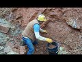 Large Clusters being dug by Bobby Fecho at Bear Mountain Crystal Mine in Mount Ida, Arkansas