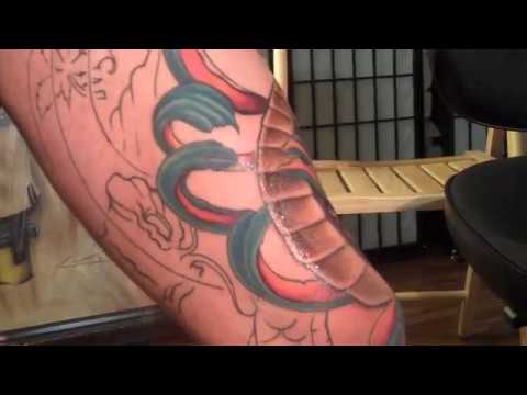 Jason Clay Dunn Dragon Koi Tattoo Leg sleeve part 1