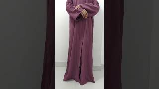Bubble Strip Fabric Front Open Abaya