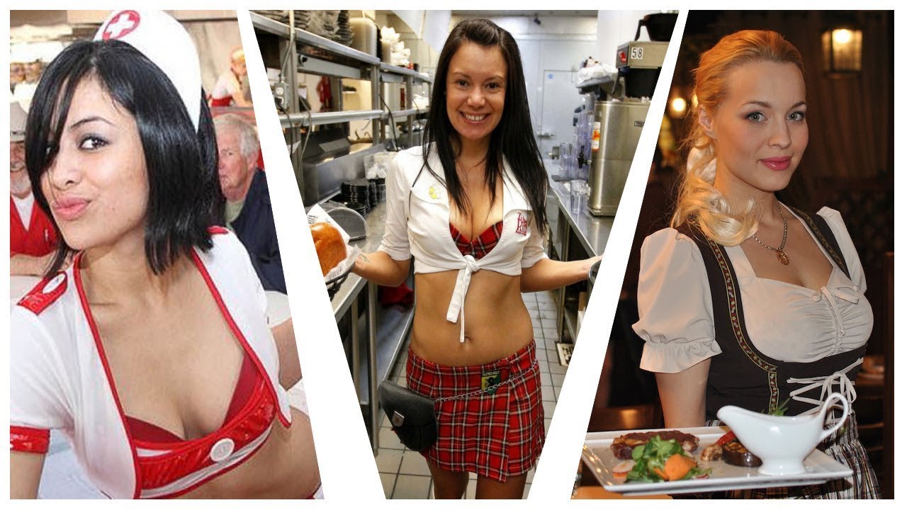 Topless waitress nude