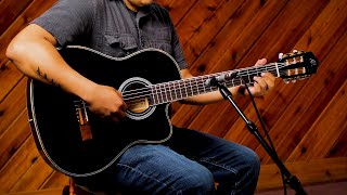 Ortega Family Series Pro RCE145BK Thinline Acoustic-Electric Nylon Guitar Gloss Black