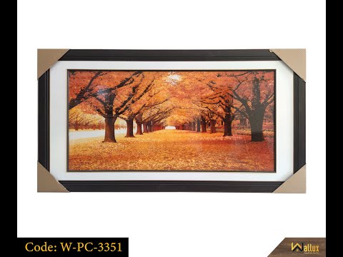 Tranh pha lê tráng gương cây lá vàng W-PC-3351 | Tranh Treo Tường Wallux