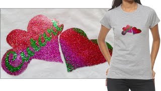 make T-shirt glitter stickers with hot melt Glue gun
