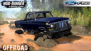 Spintires Mudrunner - 1979 Ford F150 Sulley Driving Through Deep Marshes And Deep Puddles