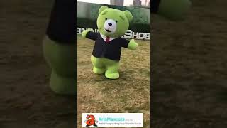 inflatable costume green teddy bear mascot costume walking in the park funny mascot costumes