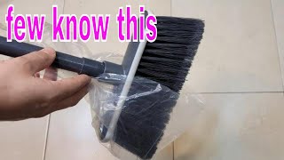Put 1 plastic bag on your broom  and you will never sweep like before