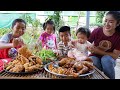 Baby chef Siv Hour want to eat meal with us - Braised ducks and Crispy chicken wings cooking