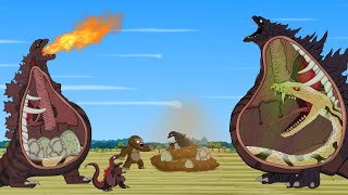 Rescue GODZILLA & KONG From GIANT PYTHON: The Battle Against Digestive System - FUNNY CARTOON
