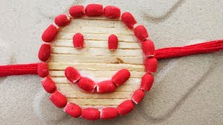 Matchstick art । matchstick Emoji rakhi making । DIY emoji rakhi for kids.