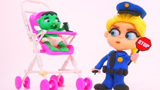 ELSA POLICE STOPS HULK ❤ Superhero & Frozen Elsa Play Doh Cartoons For Kids ❤ Stop Motion Videos
