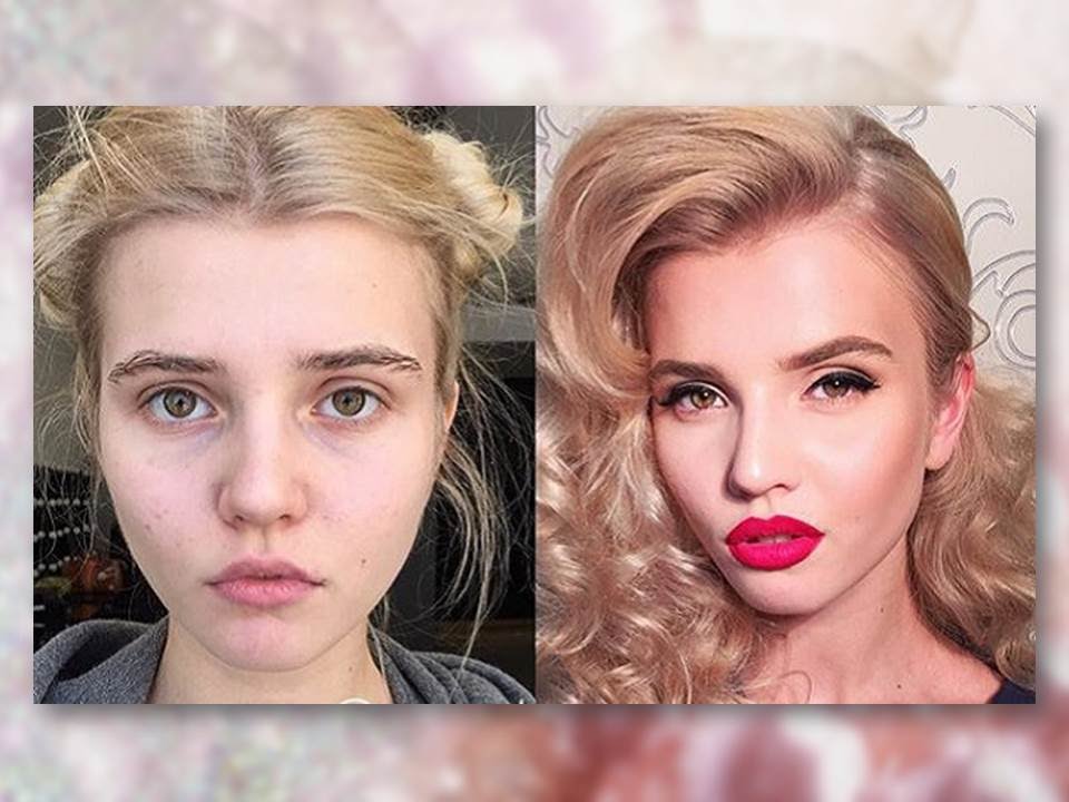 Сравнение девушек с макияжем и без