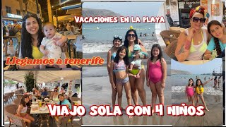 Viajo sola con 4 niños 😱 nuestras VACACIONES EN TENERIFE ✈️ sol playa y arena 😍⛱️☀️🌊🏝️