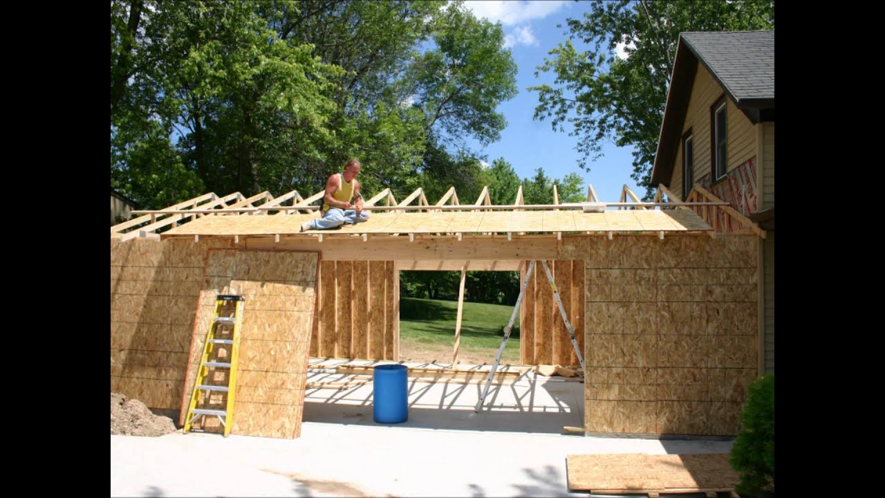 attached garage build - YouTube