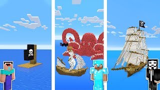 Minecraft NOOB vs PRO vs HACKER : PIRATE SHIP BASE CHALLENGE in minecraft / Animation