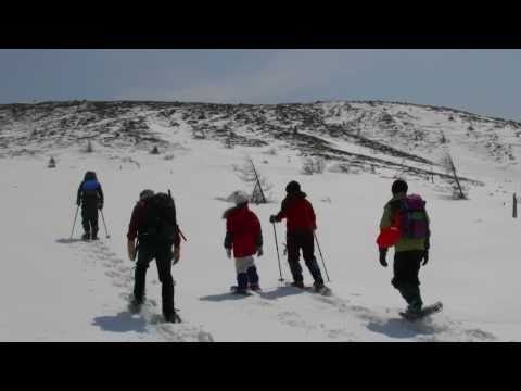 万座温泉　朝日山から白根山スノーシュー　山田峠付近