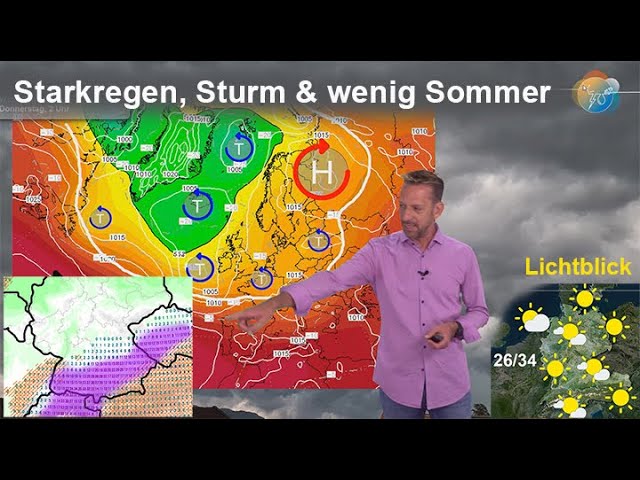 Starkregen-Start zum August! Aktuelle Regen-, Sturm- amp Wettervorhersagen 31.07.-08.08. Wenig Sommer