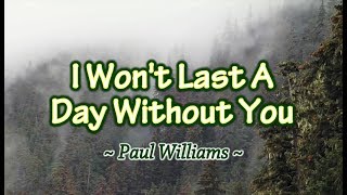 Watch Paul Williams I Wont Last A Day Without You video