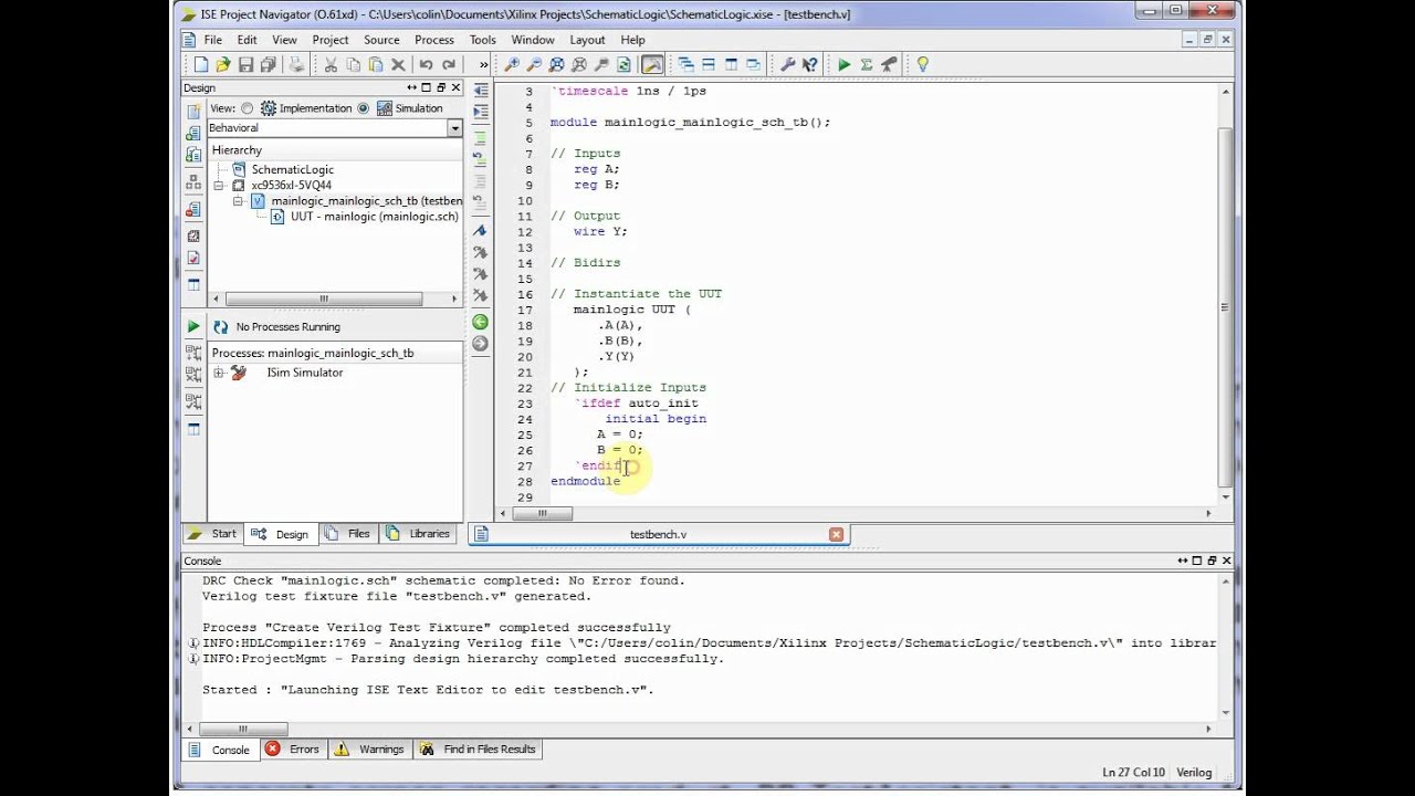 Xilinx ISE Simulator (ISim) - Simple Schematic-Entry Logic Example