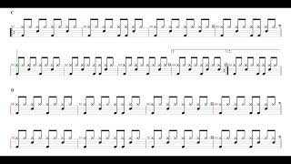 The Weeknd-Blinding Lights Drum Score, Drum Sheet Music