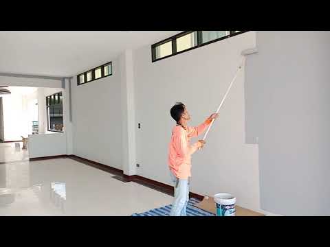 ทาสีบ้านใหม่ เปลี่ยนสีห้อง จากสีควัญบุหรี่ เป็น สีเทา กลิ้งสี