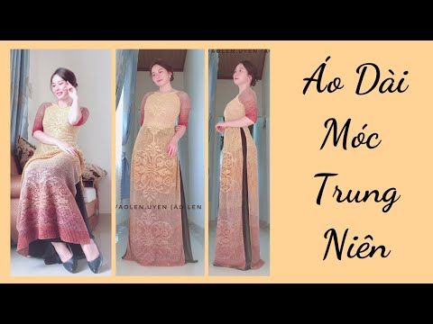Áo Dài Móc Trung Niên | Áo Dài Cho Người Cao Tuổi | Áo Len Uyên