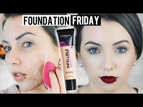 NEW L'OREAL INFALLIBLE TOTAL COVER FOUNDATION Acne/Pale Skin {First Impression Review & Demo!} - YouTube