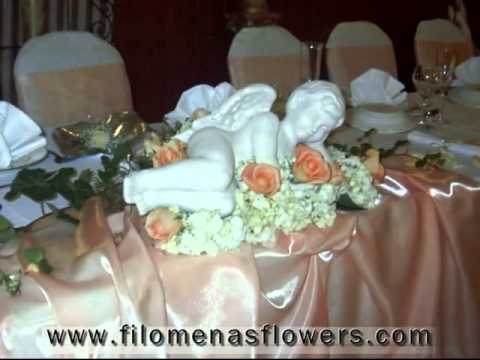 Wedding theme cherub centerpieces table decoration chair covers flowers to 