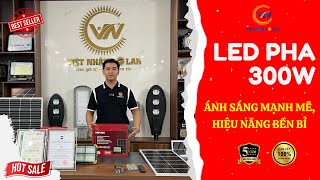 Đèn Năng Lượng Mặt Trời - Đèn Led Pha 300W Mới Ánh Sáng Mạnh Mẽ, Hiệu Năng Bền Bỉ