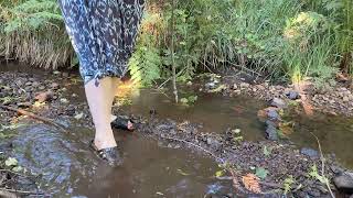 Barefoot In Mud Asmr Playing In Creek Mudhole & Dirty Feet Sandal Rinse