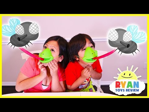 Ryan plays Tic Tac Tongue Catch Bugs Game!!!