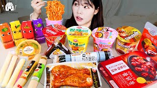 ASMR MUKBANG| 편의점 직접 만든 핵불닭 떡볶이 치킨 김밥 디저트 먹방 & 레시피 FRIED CHICKEN AND Tteokbokki 