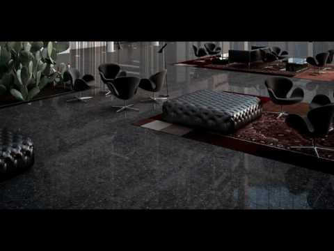 Black porcelain floor tile