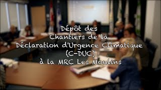 Dépôt des Chantiers de la Déclaration d’Urgence Climatique (C-DUC) à la MRC Les Moulins