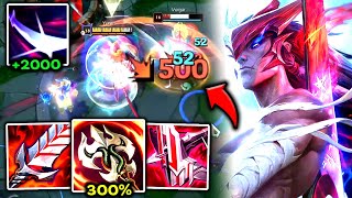 YONE TOP BUT I HAVE 300% LIFESTEAL (ONE Q = FULL HEALTH) - S14 YONE GAMEPLAY! (S