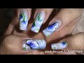 Blue One Stroke Butterfly Nail Art Design Tutorial