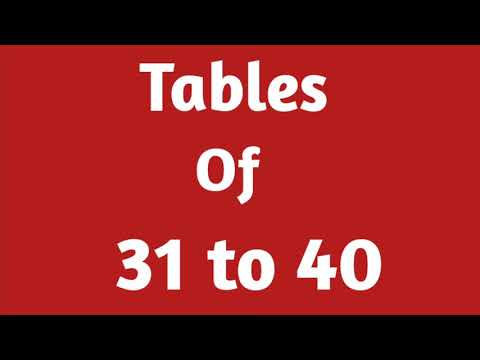 Table of 31 to 40 in english/ multiplication tables 31 to 40